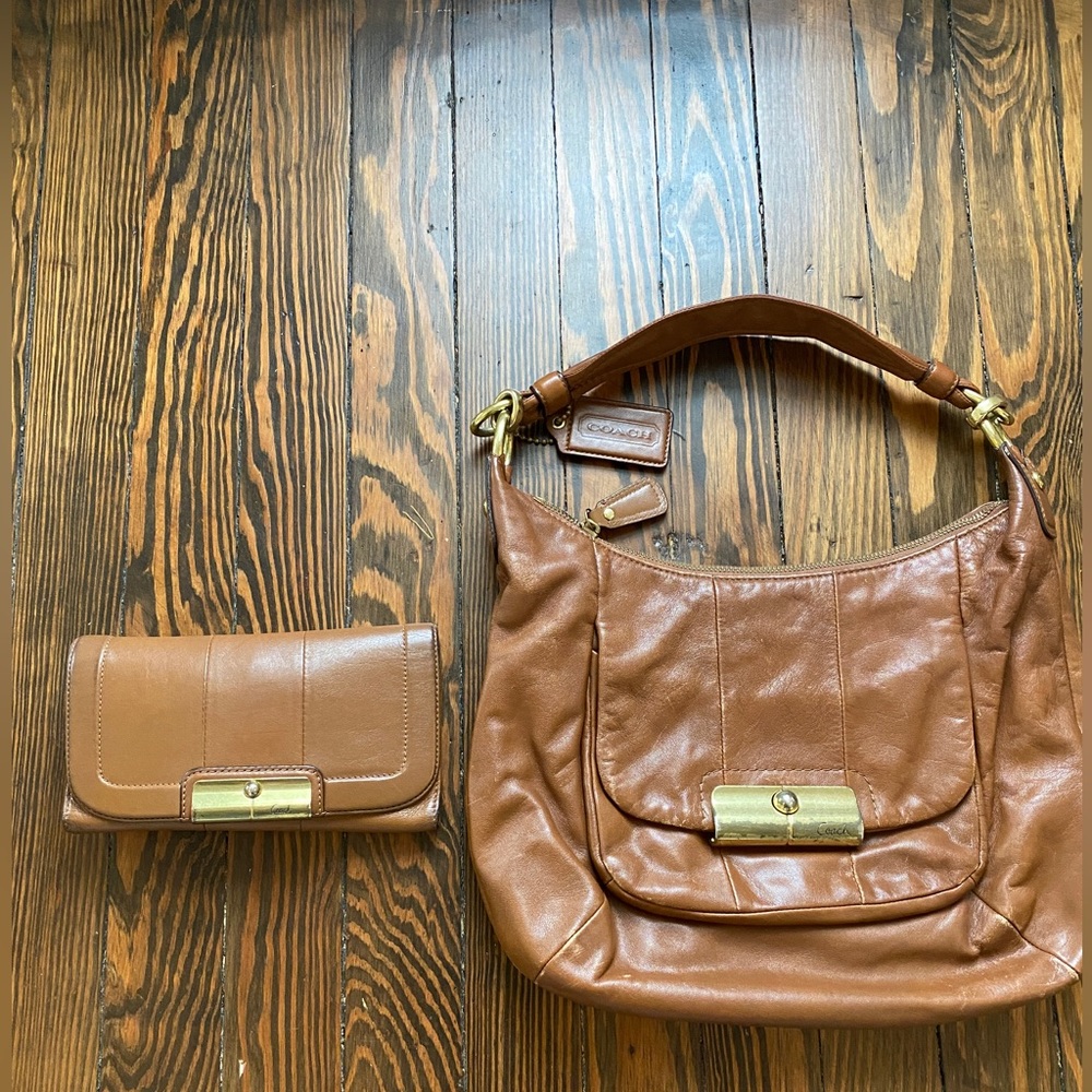 Rare Find: Coach Light Brown Kristin Wallet AND Shoulder Bag